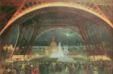 Celebration on the night of the Exposition Universelle in 1889 on the esplanade of the Champs de Mars
